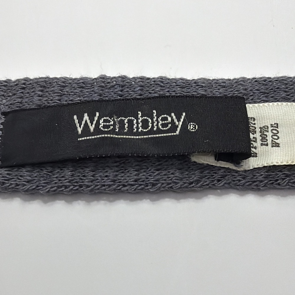 Vintage Wembley 100% Wool Knit Skinny Necktie Gray/Grey 50” x 2” Made In USA